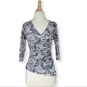 Anthro faux wrap top w asymmetrical hem